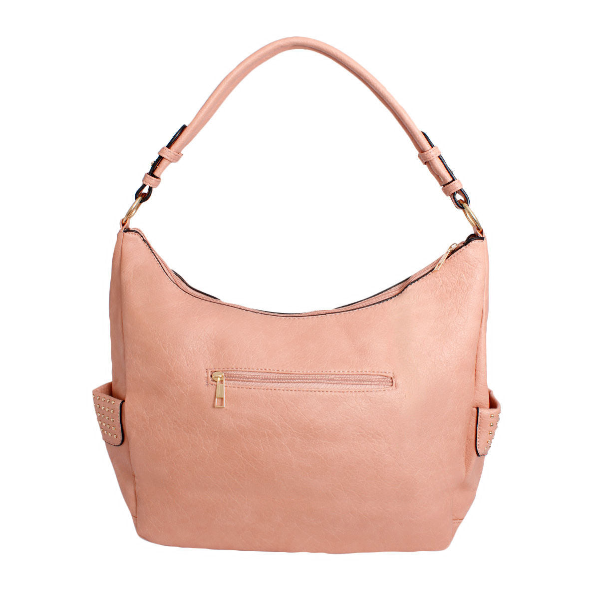 Fashion Handbag Pink and Gold Studded Hobo Bag for Women Stylish Chic Accessory