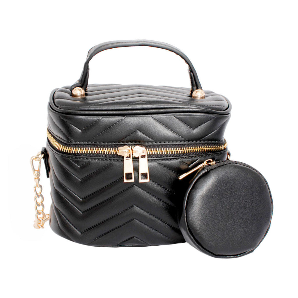 Fashion Handbag Black Crossbody Purse Vanity Case for Women Stylish Chic