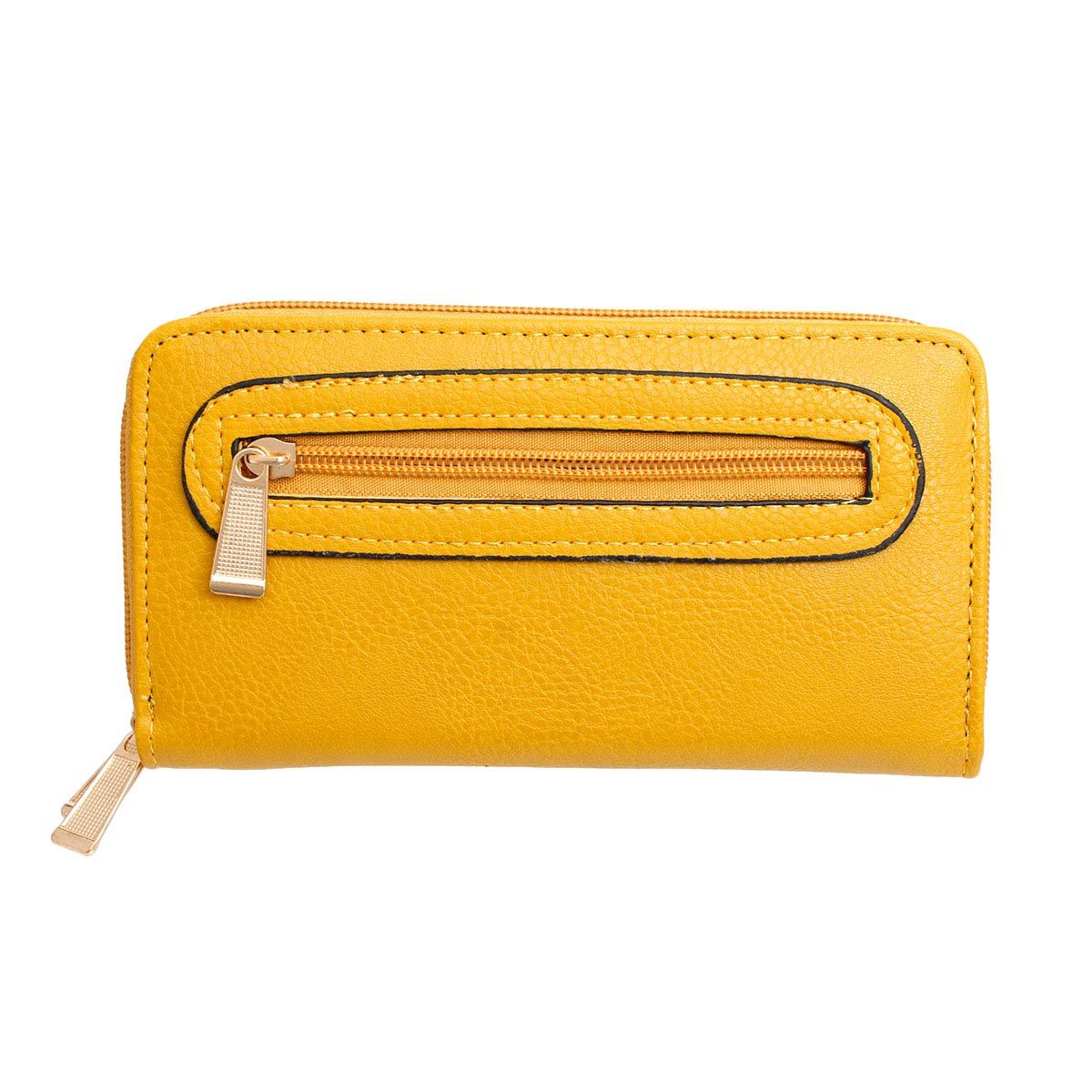Women’s Zipper Wallet Soft Grain Mustard Stylish Accessory