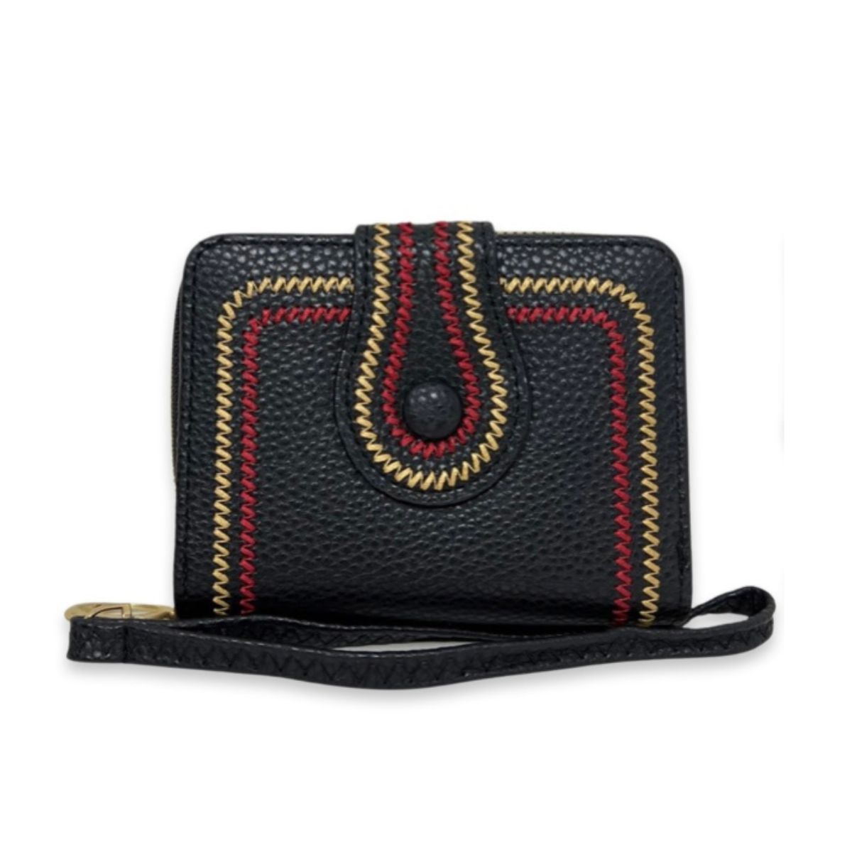 Bifold Wallet Black Stitched Stylish Casual Accessory