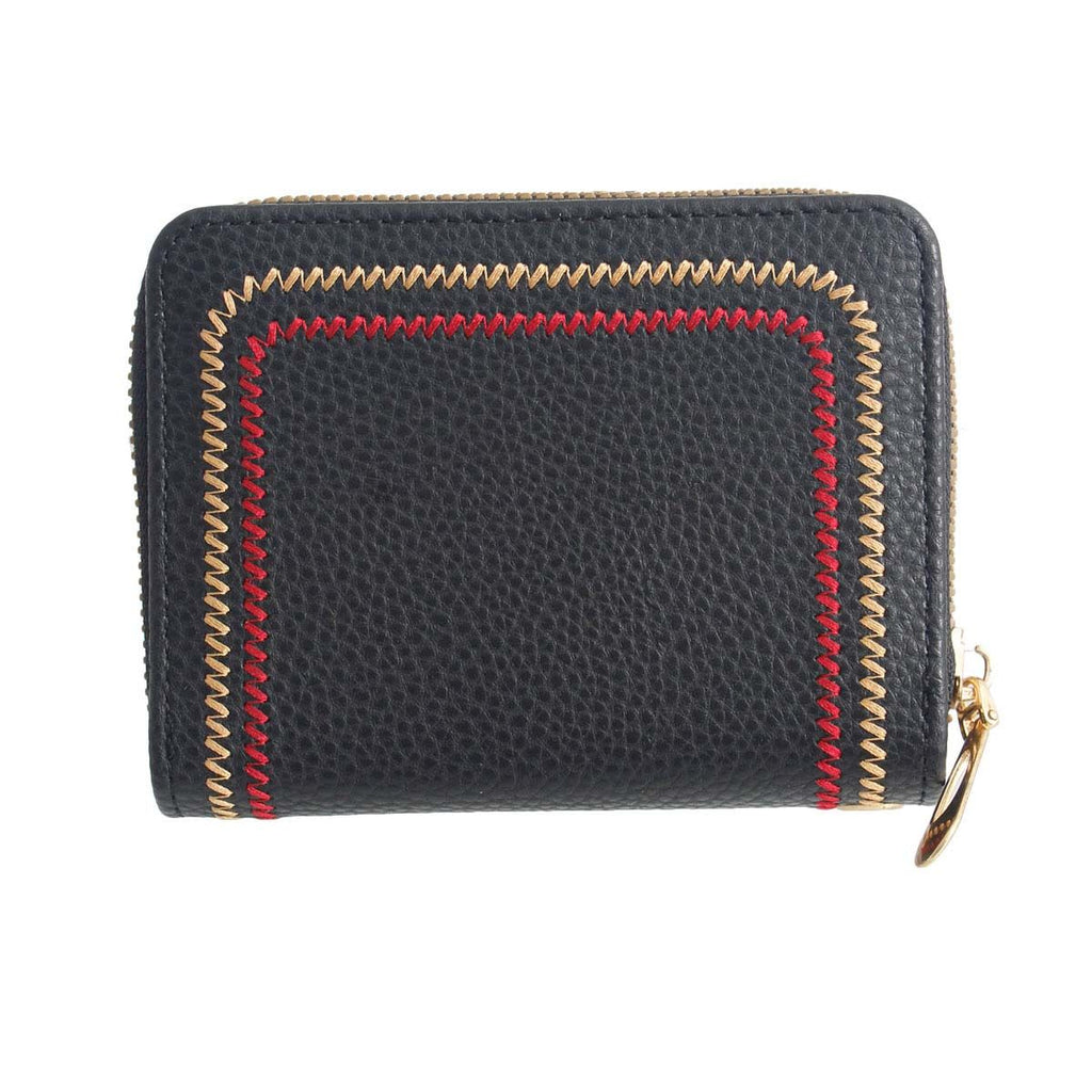 Bifold Wallet Black Stitched Stylish Casual Accessory