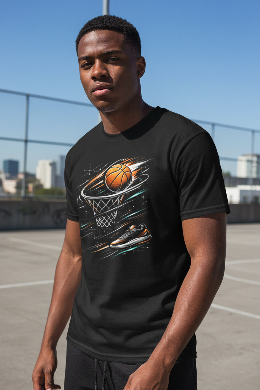 Futuristic Basketball T-Shirt – Limited Drop – Minimalist High-Contrast Graphic Tee