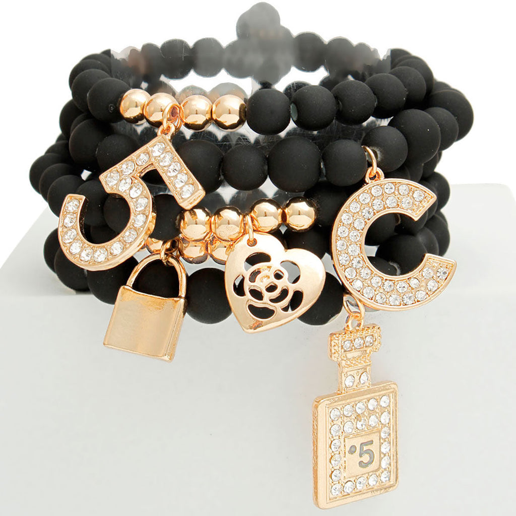 Charm Bracelets Matte Black Stylish Boutique & No.5 Accessories