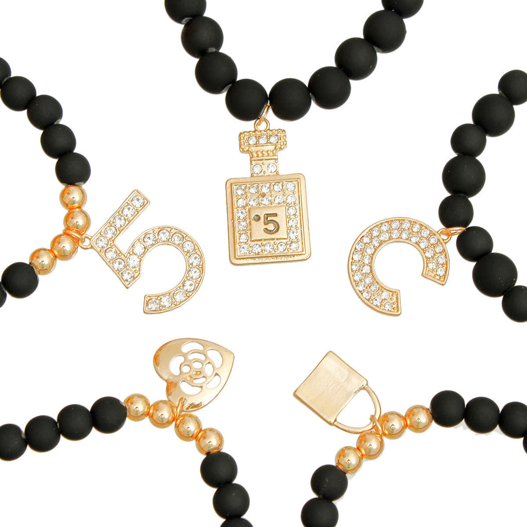 Charm Bracelets Matte Black Stylish Boutique & No.5 Accessories