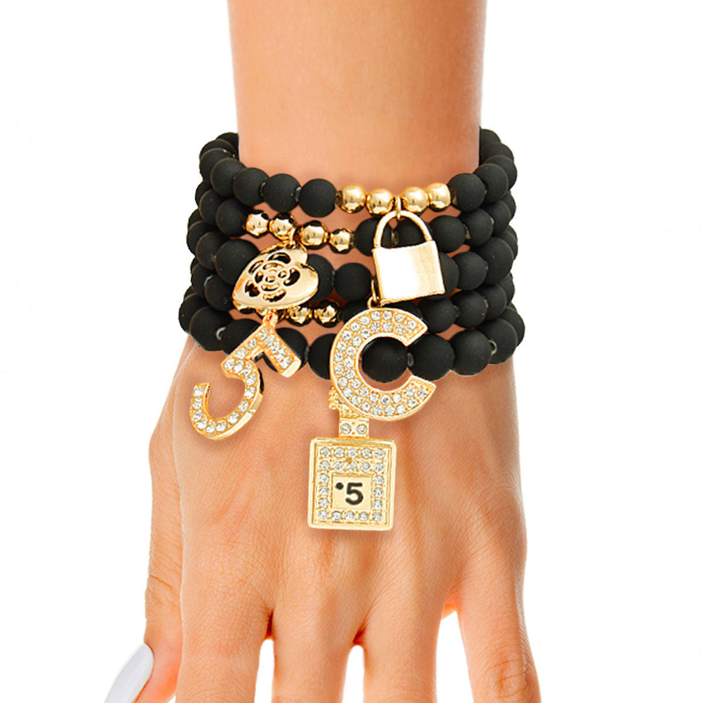 Charm Bracelets Matte Black Stylish Boutique & No.5 Accessories