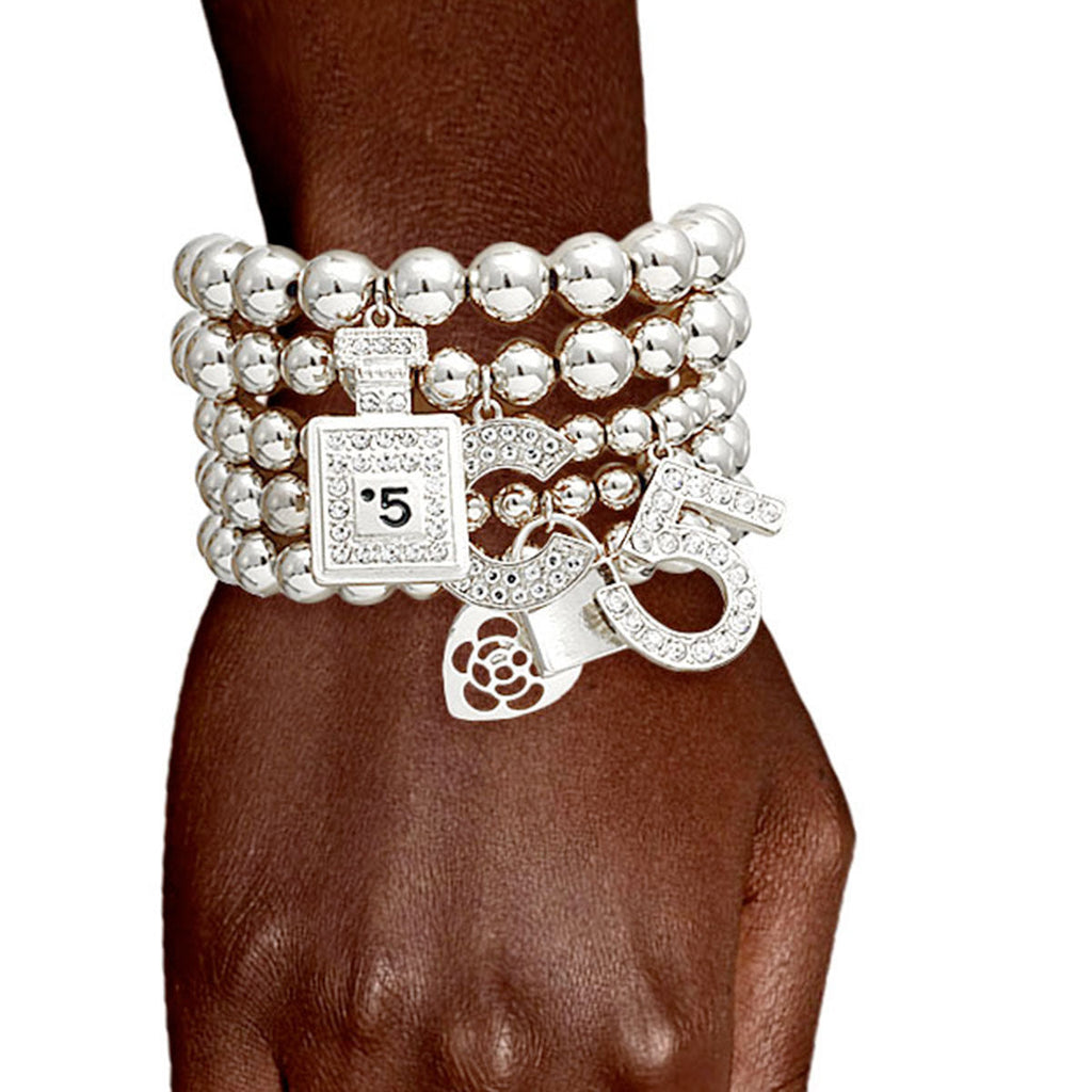 Boutique Charm Bracelets No. 5 Shiny Silver Stylish Fashion Jewelry