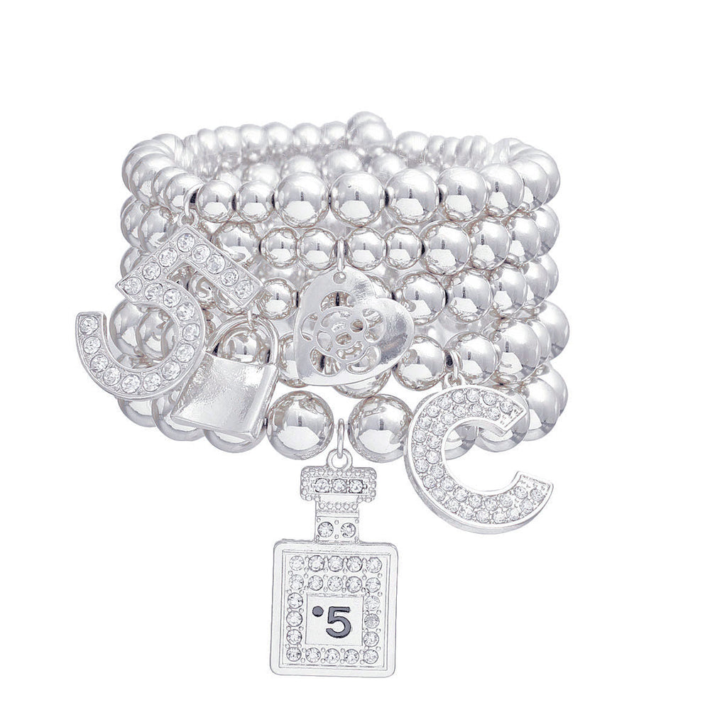 Boutique Charm Bracelets No. 5 Shiny Silver Stylish Fashion Jewelry
