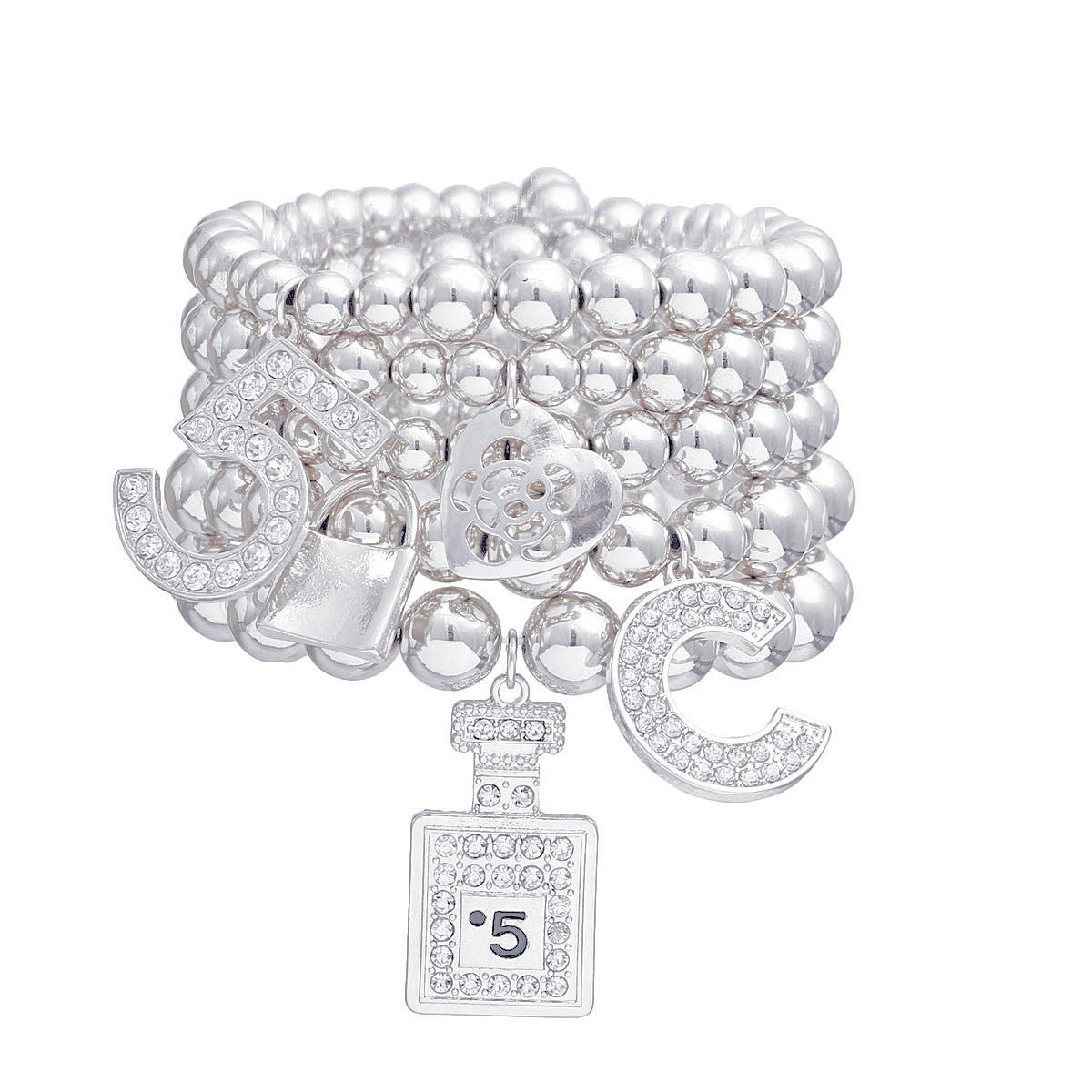 Boutique Charm Bracelets No. 5 Shiny Silver Stylish Fashion Jewelry