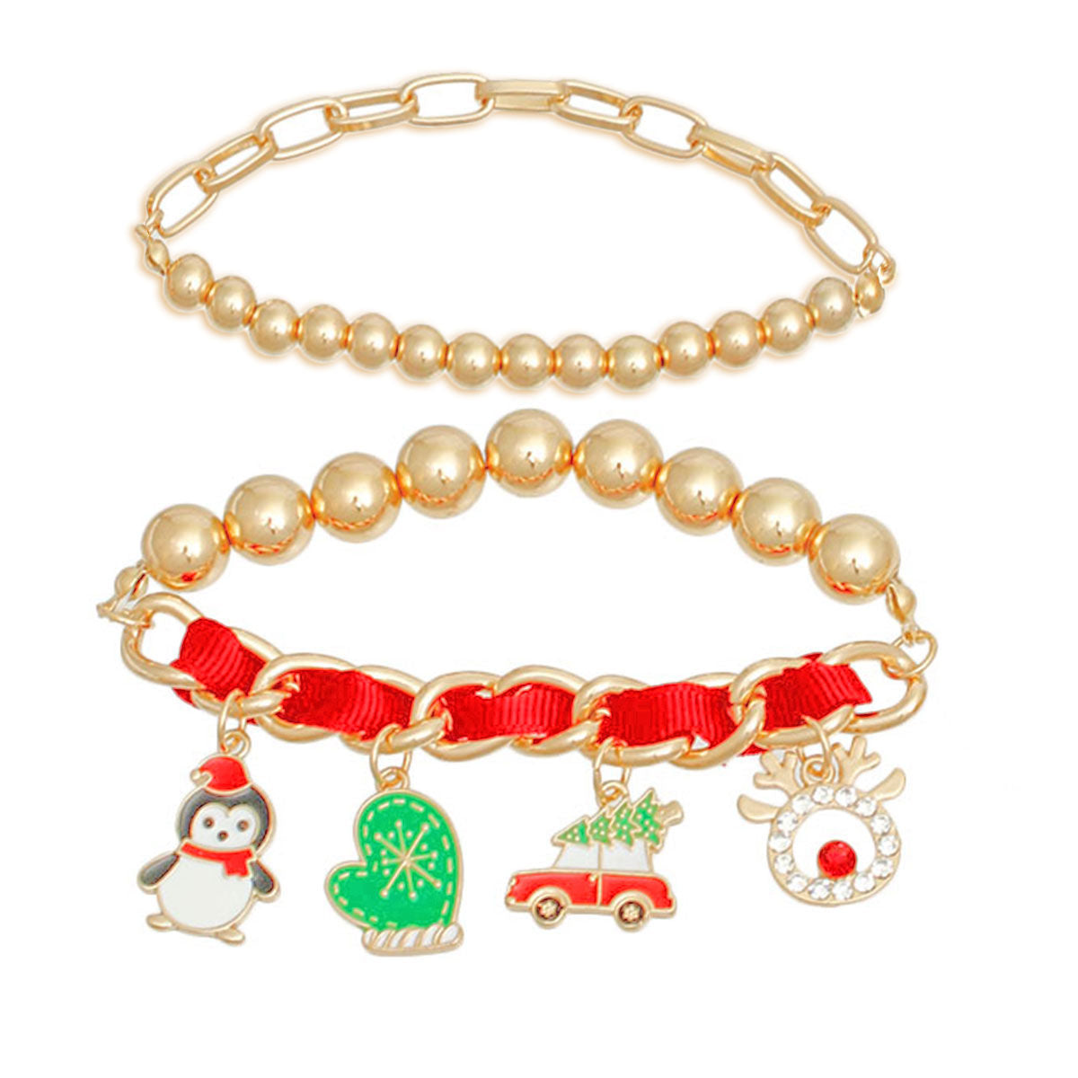 Bracelets Red Xmas Mitten Stylish Fashion Jewelry Accessories