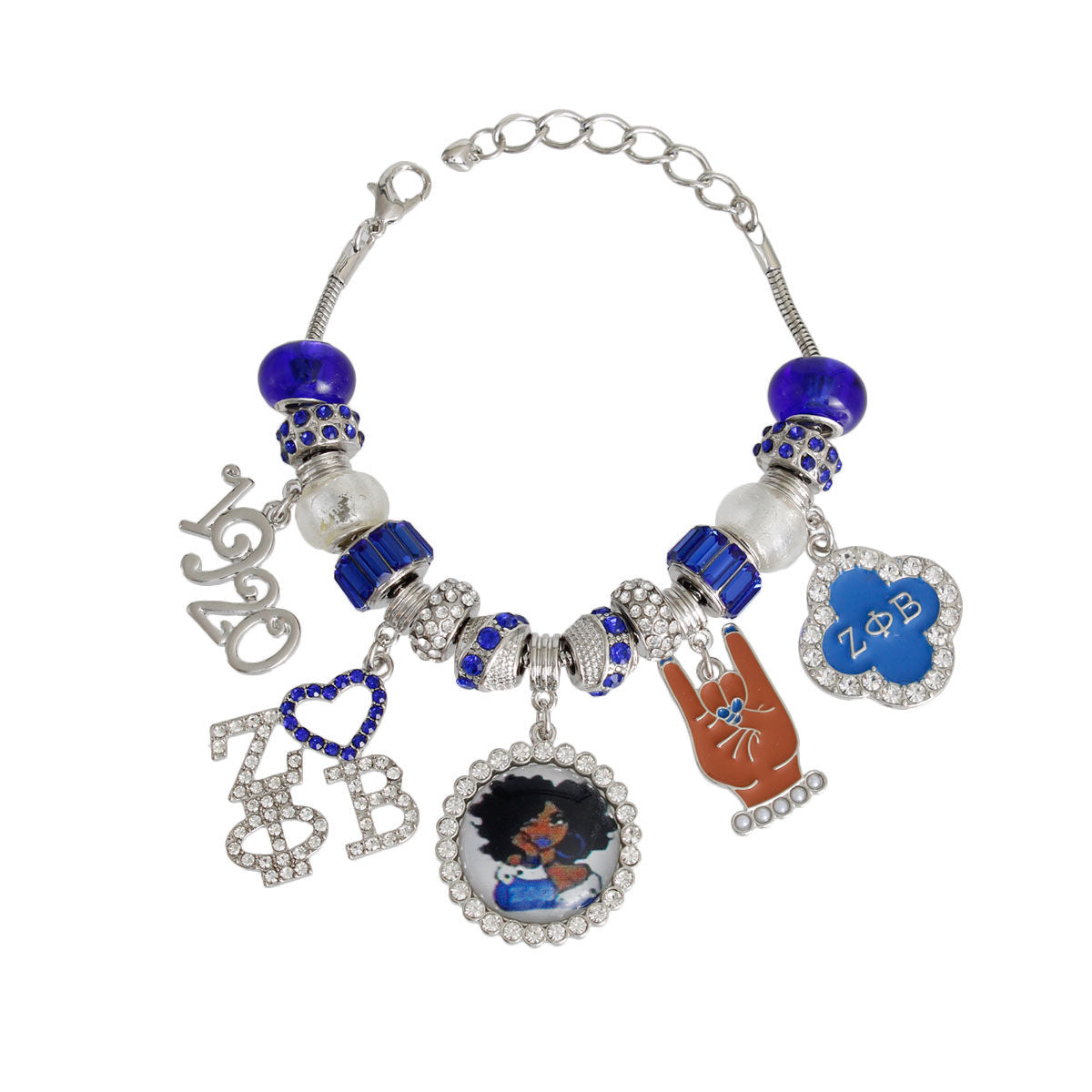 Charm Rondelle Bracelet Blue White ZPB Sorority Stylish Jewelry Accessory