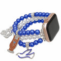 Women’s Pearl Watch Band Blue and White Sorority Style Chic Accessory