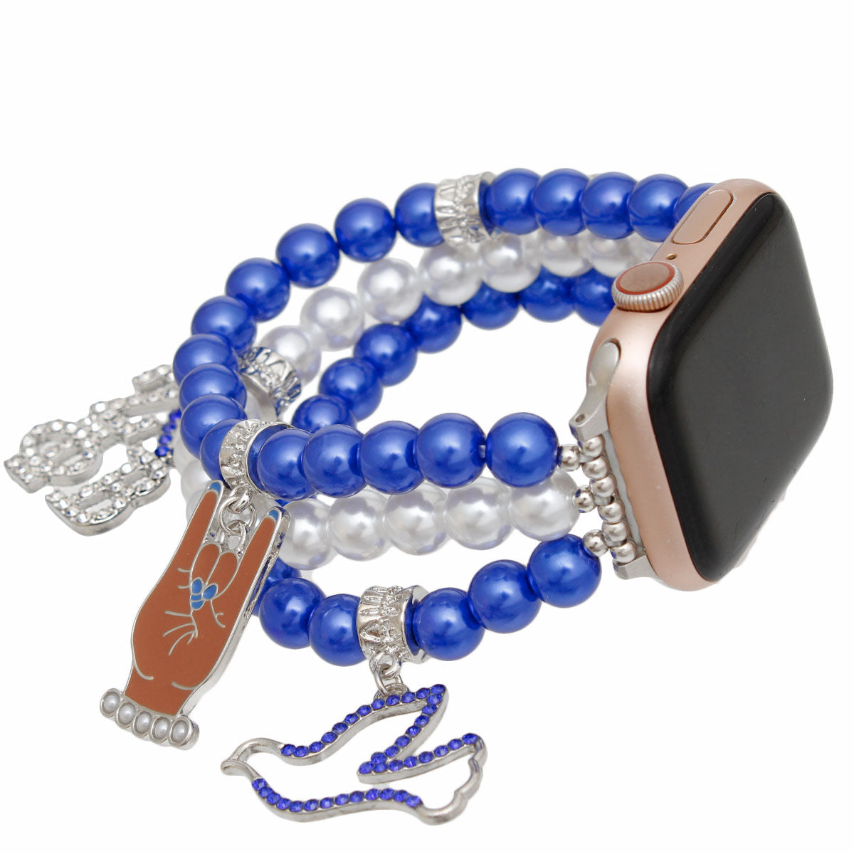 Women’s Pearl Watch Band Blue and White Sorority Style Chic Accessory