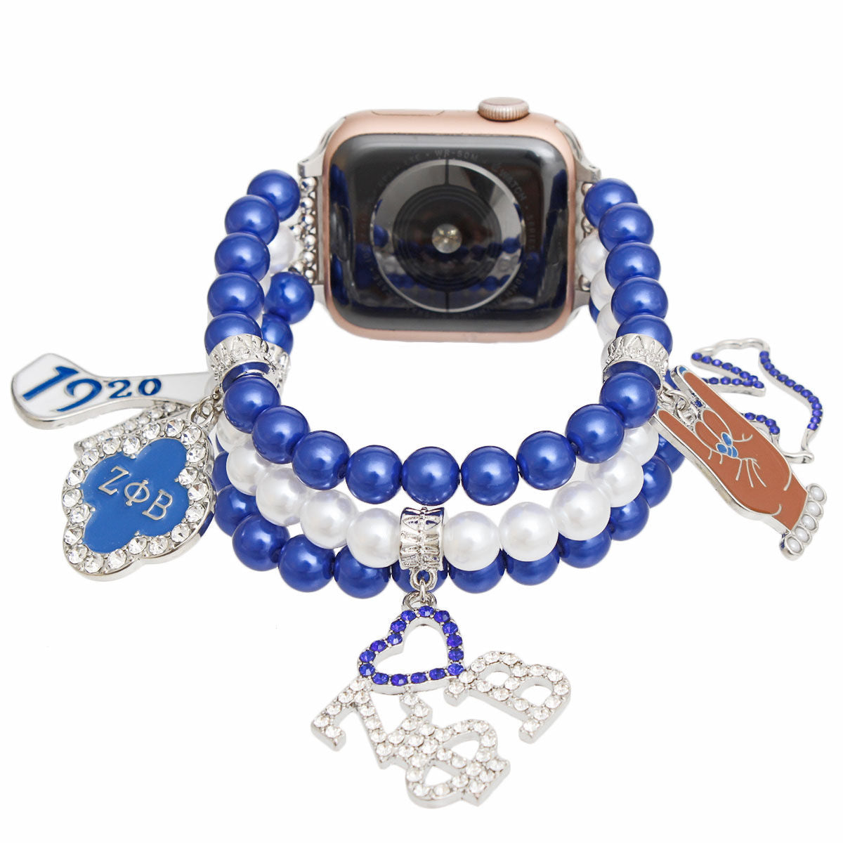 Women’s Pearl Watch Band Blue and White Sorority Style Chic Accessory