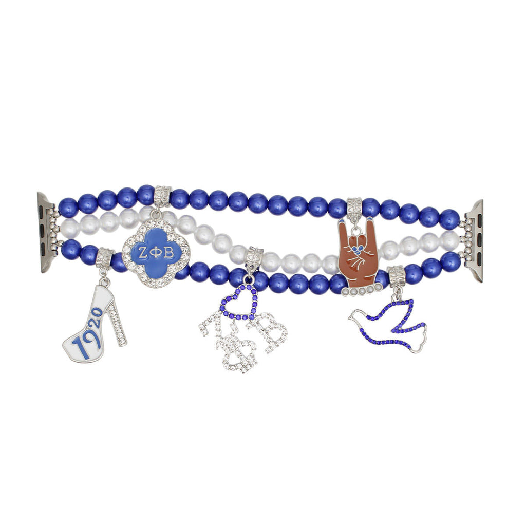 Women’s Pearl Watch Band Blue and White Sorority Style Chic Accessory