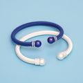 Cable Bangles 2 Pcs Set Blue White Sorority Stylish Jewelry Accessories