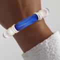 Stretch Bracelet Marbled Blue and White Pearl Stylish Jewelry Accessory