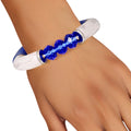 Beaded Tubular Bracelet Blue White Stylish Glass Bead Jewelry