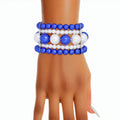 Stacked Blue and White Pearl Bracelet for Women – Stylish Layered Jewelry