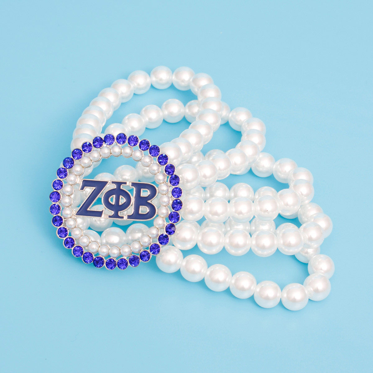 Women’s Pearl Bracelet Zeta Phi Blue White Stylish Jewelry Accessory