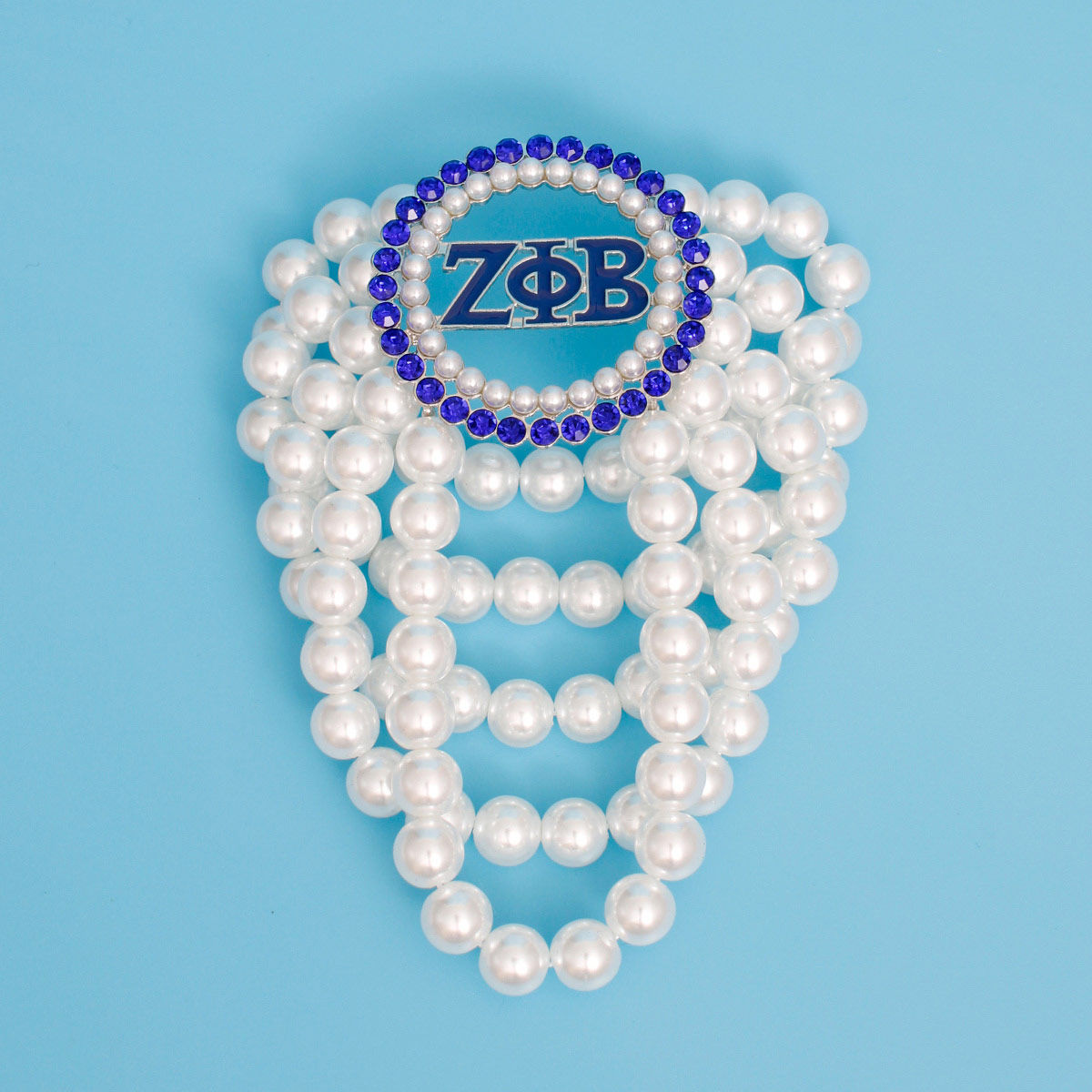 Women’s Pearl Bracelet Zeta Phi Blue White Stylish Jewelry Accessory
