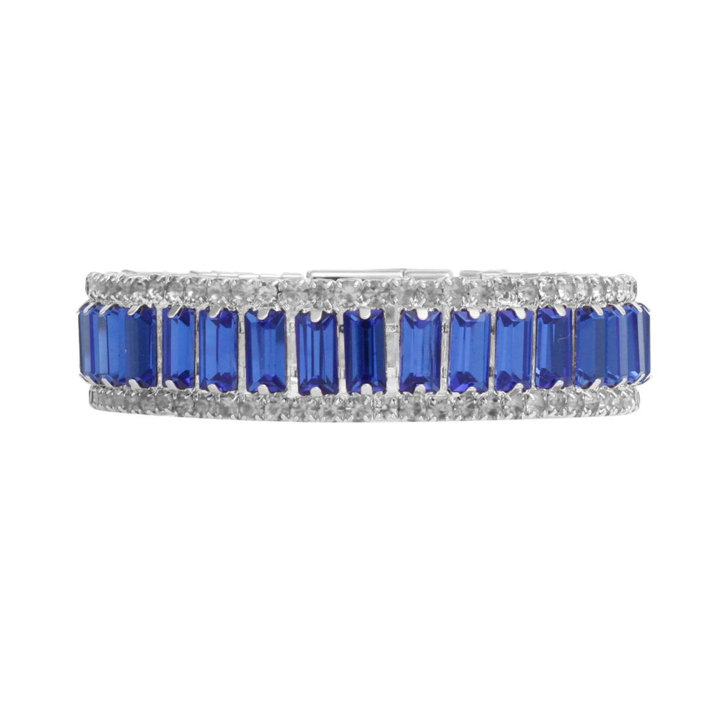 Tennis Bracelet Blue Baguette Bling Sorority Stylish Jewelry