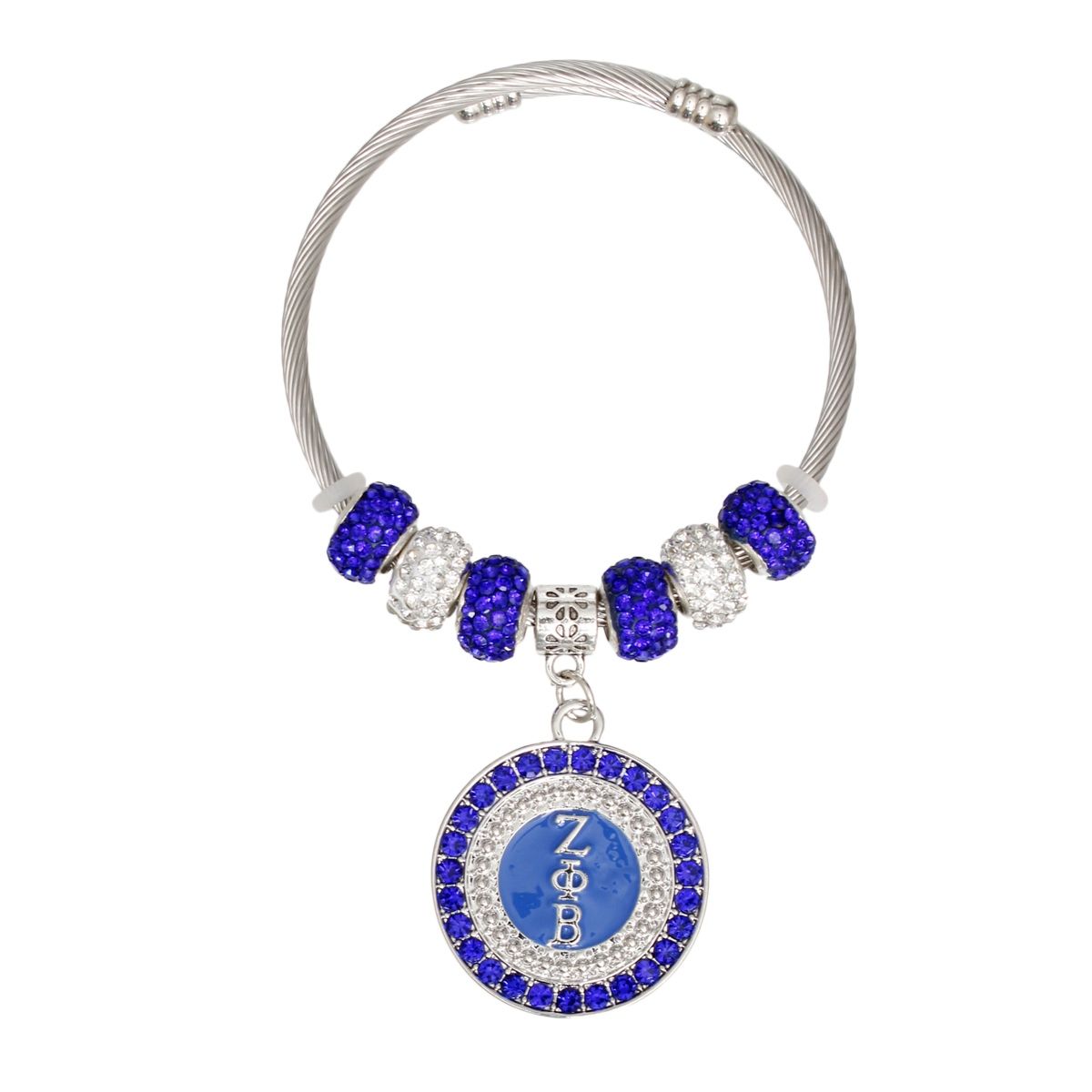 Charm and Bead Cable Bracelet Greek Merch Trendy Jewelry Accessory