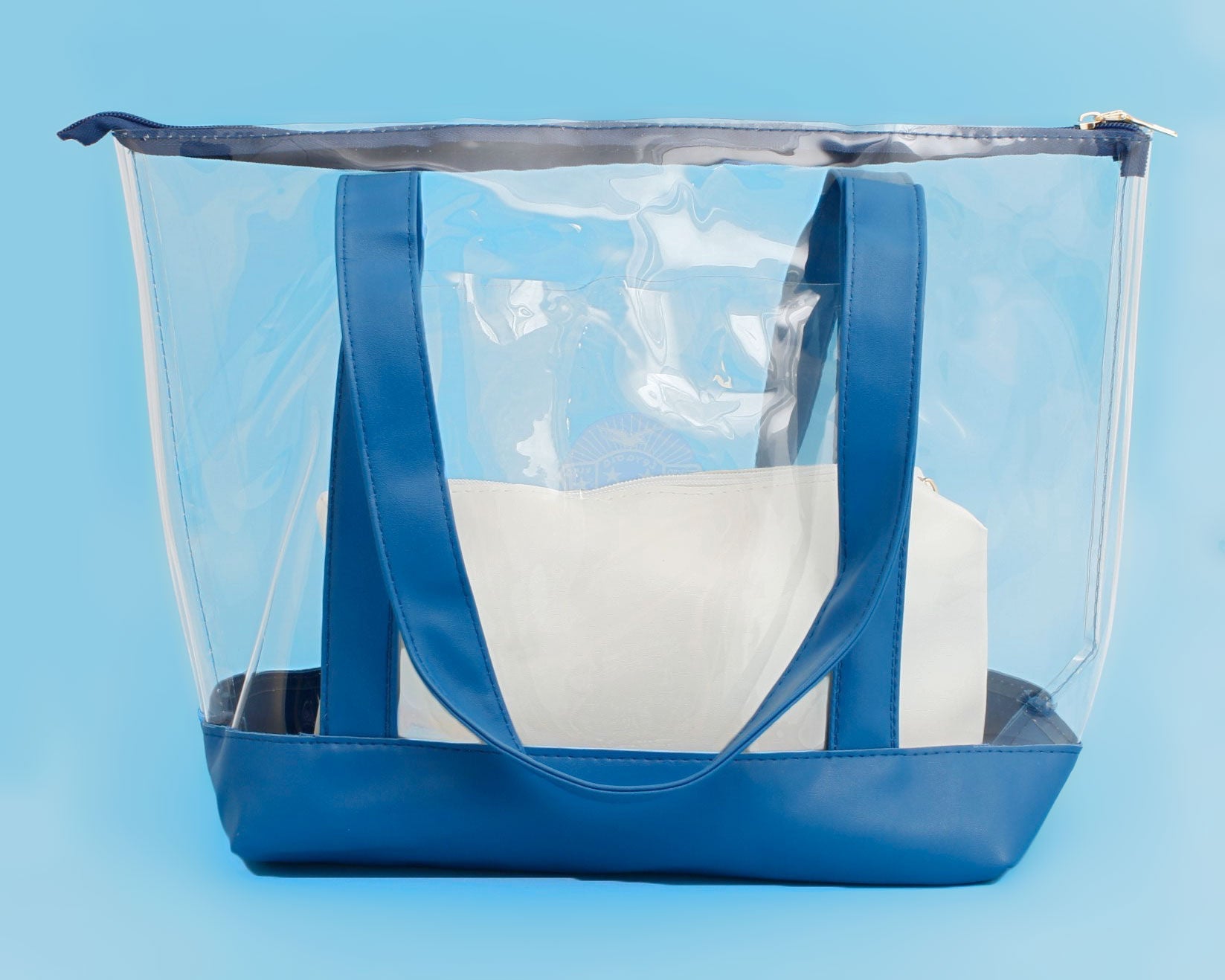 Fashion Handbag Blue Clear Tote Sorority Bag for Women Stylish Chic Accessory