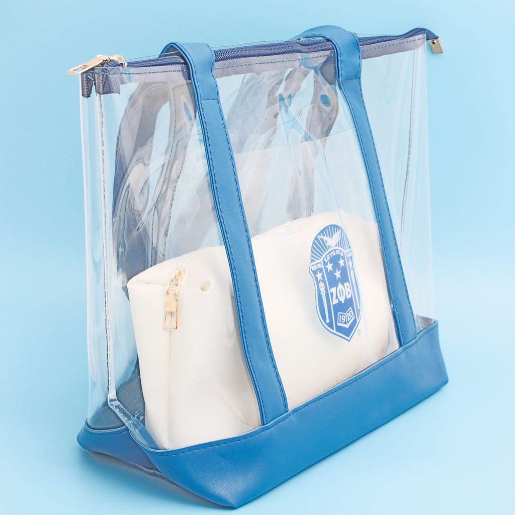 Fashion Handbag Blue Clear Tote Sorority Bag for Women Stylish Chic Accessory