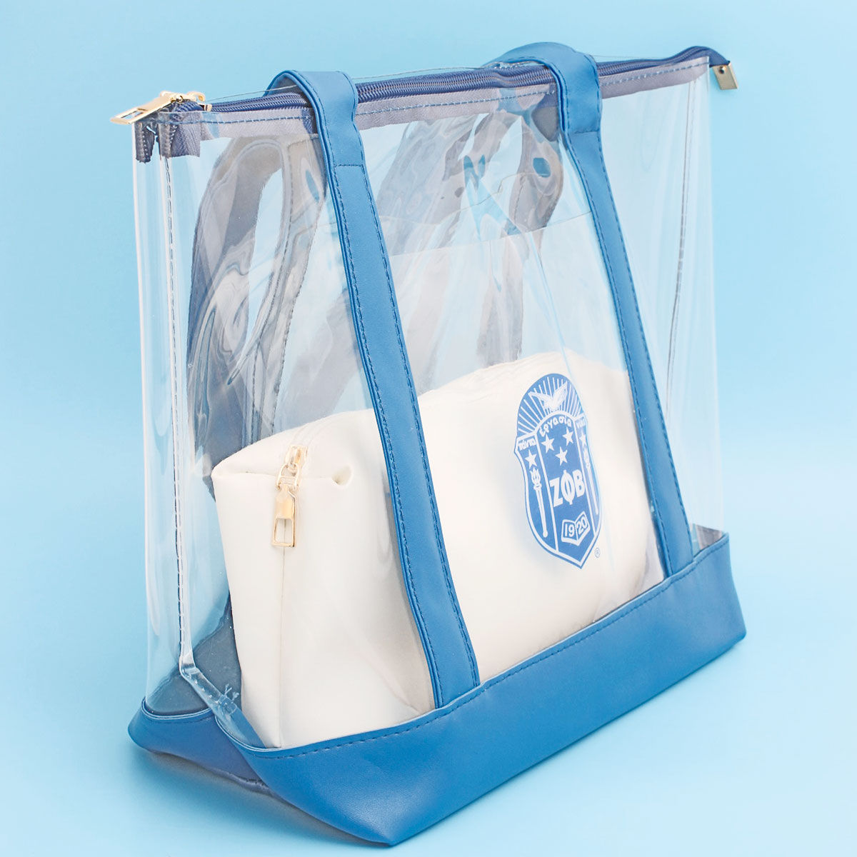 Fashion Handbag Blue Clear Tote Sorority Bag for Women Stylish Chic Accessory