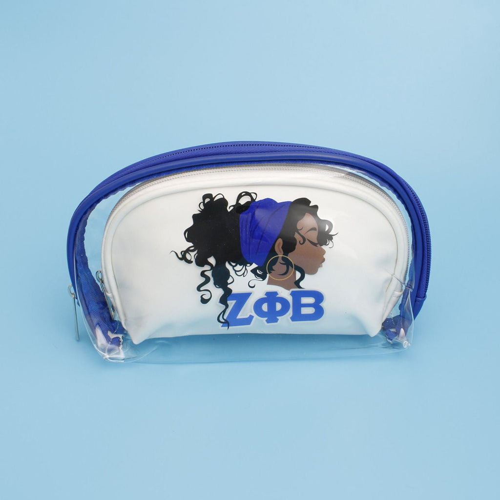 Cosmetic Pouch Set Blue White Sorority Woman Stylish Accessories