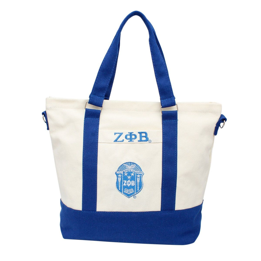 Canvas Tote Bag Thick Embroidered Sorority Stylish Casual Fashion Accessory