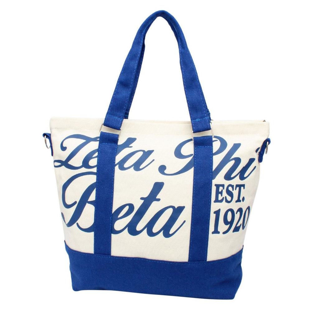 Canvas Tote Bag Thick Embroidered Sorority Stylish Casual Fashion Accessory