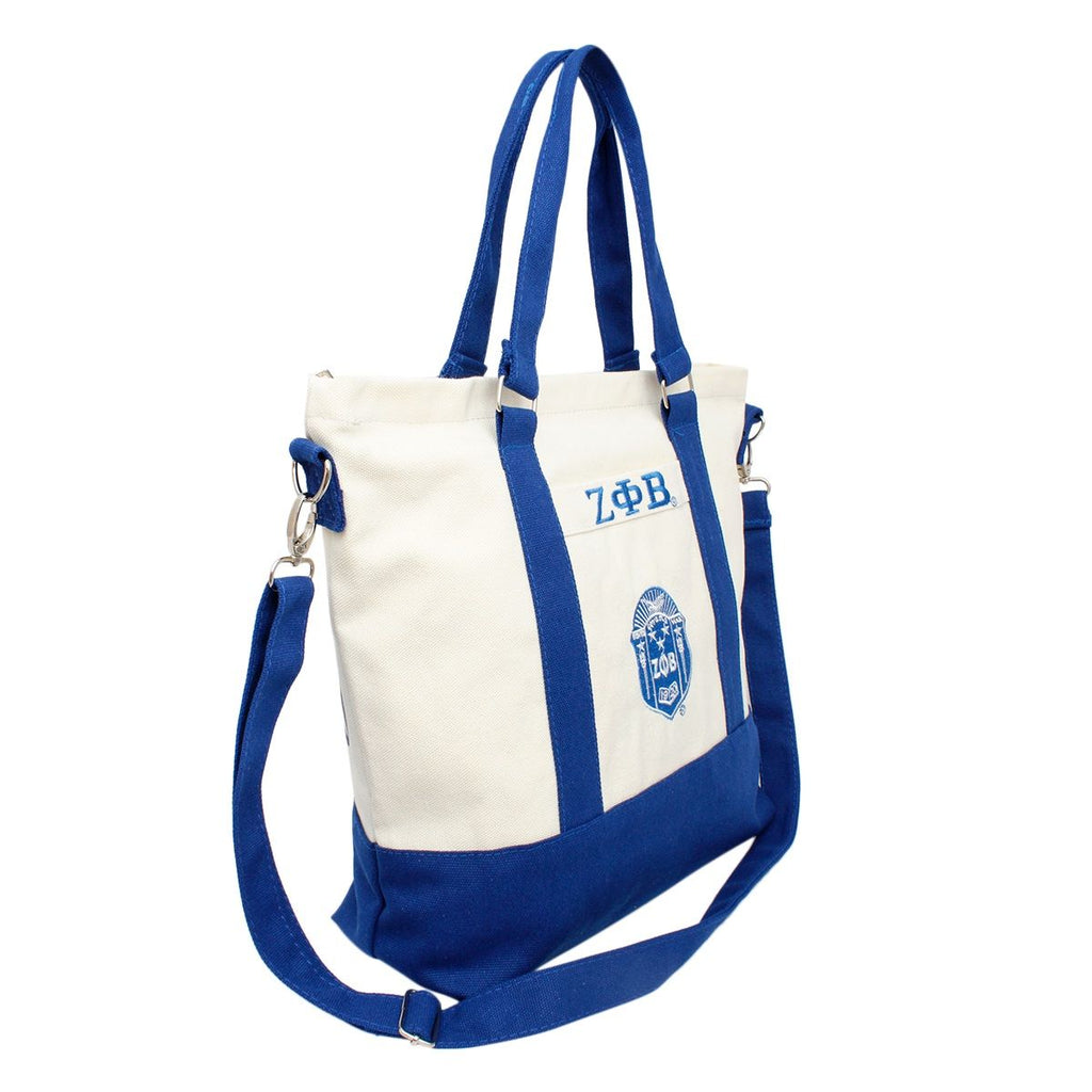 Canvas Tote Bag Thick Embroidered Sorority Stylish Casual Fashion Accessory