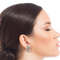 Hoop Earrings Silver Flower Stylish Statement Jewelry