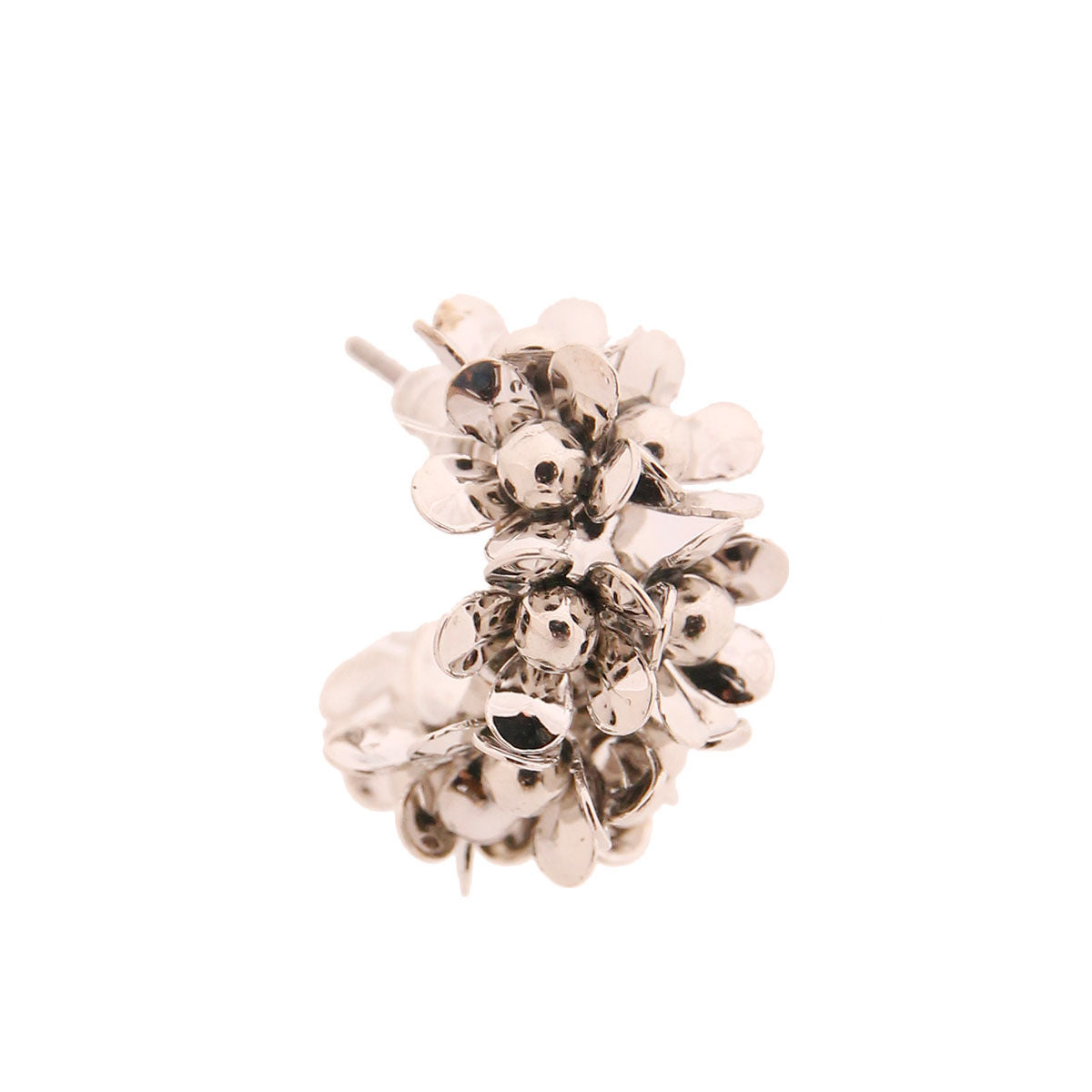 Hoop Earrings Silver Flower Stylish Statement Jewelry