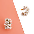 Hoop Earrings White Flower Stylish Statement Jewelry
