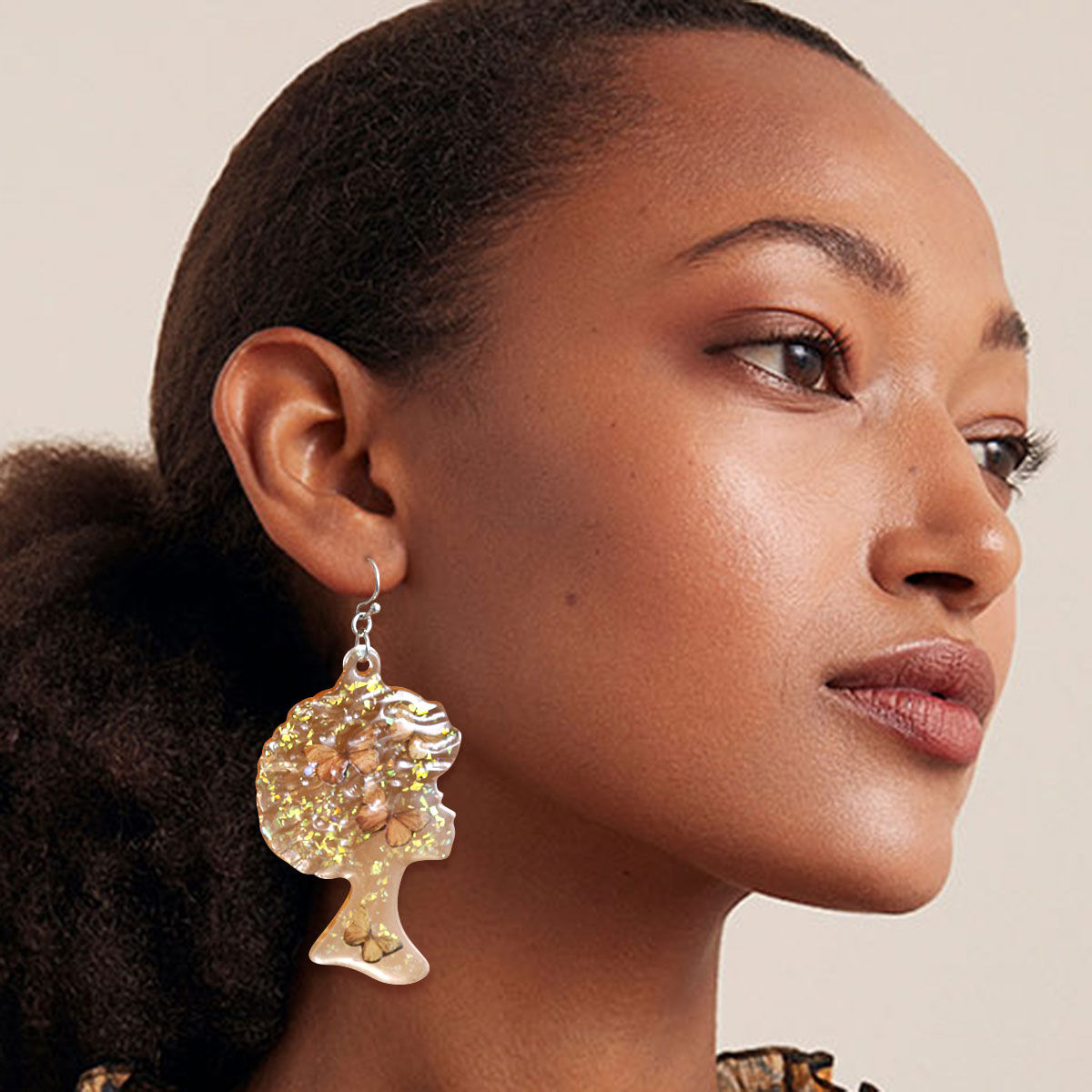 Statement Orange Butterfly Earrings Afro Style Fashion Jewelry