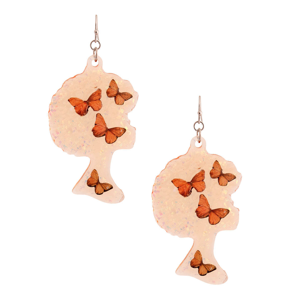 Statement Orange Butterfly Earrings Afro Style Fashion Jewelry