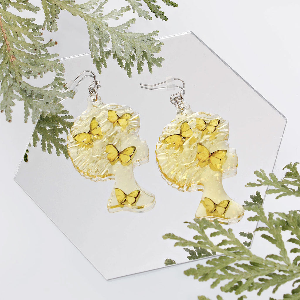 Women’s Dangle Yellow Afro Butterfly Earrings Stylish Statement Jewelry