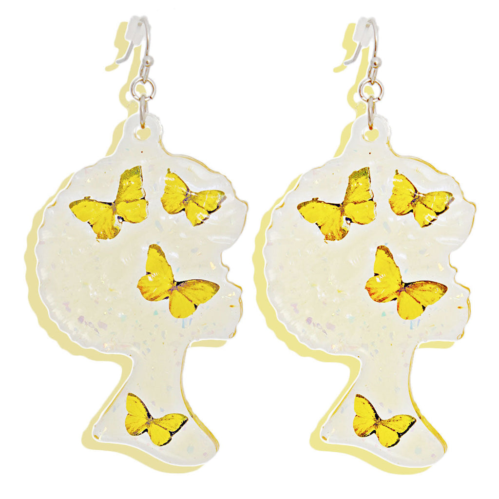 Women’s Dangle Yellow Afro Butterfly Earrings Stylish Statement Jewelry