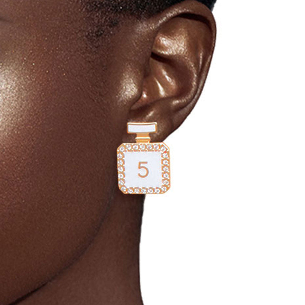 Statement Earrings Trio Gold and White Stylish Chic Glamorous