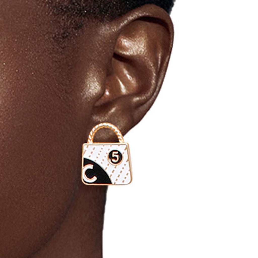Statement Earrings Trio Gold and White Stylish Chic Glamorous