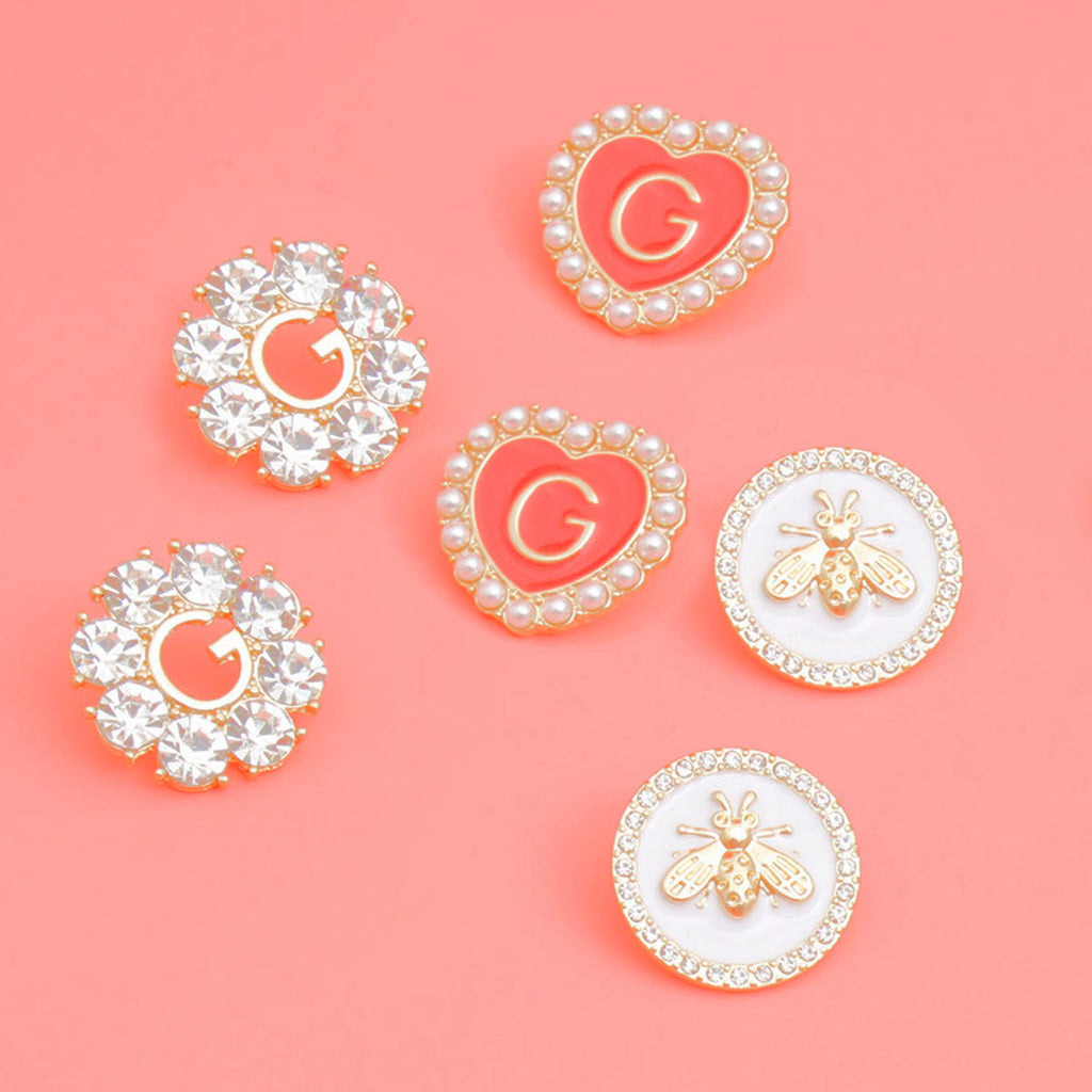 Gold Crystal Stud Earrings 3-Piece Set – Stylish Elegant Jewelry