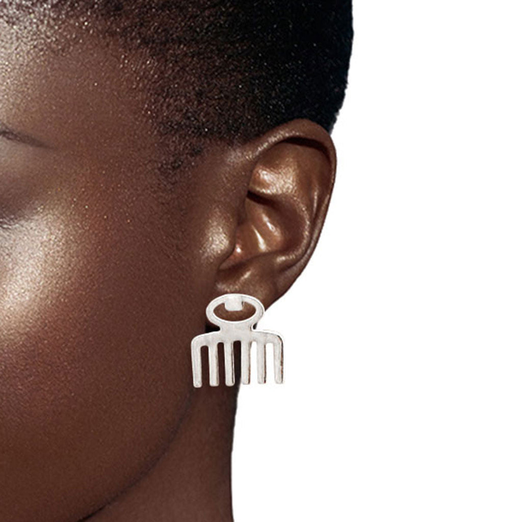 Stud Earrings 3 Pcs Silver Melanin Poppin Trendy Chic Jewelry