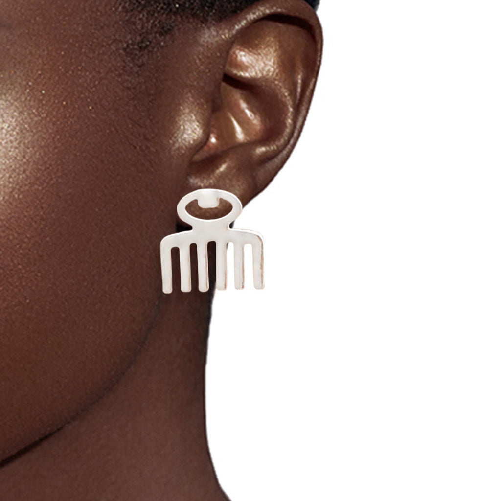 Stud Earrings Silver 3 Pcs Black Girl Magic Stylish Statement Jewelry