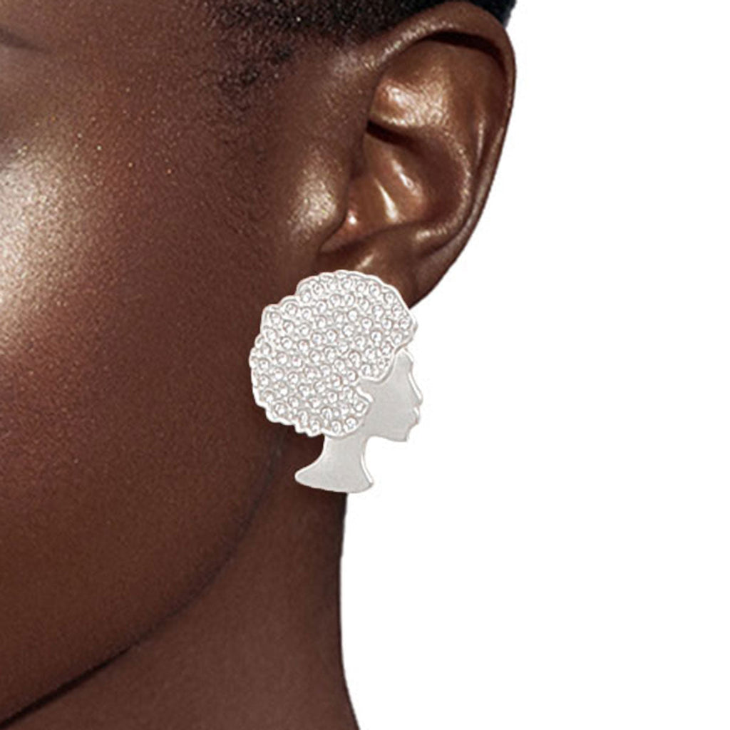 Stud Earrings Silver 3 Pcs Black Girl Magic Stylish Statement Jewelry