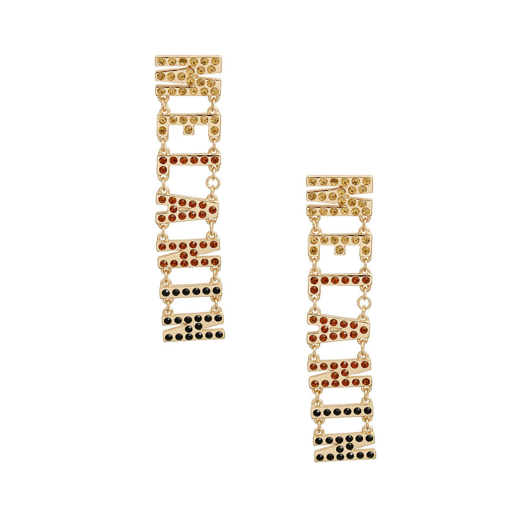 Statement Gold Rhinestone Melanin Link Earrings Stylish Fashion Jewelry