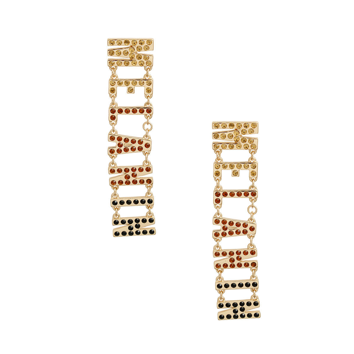 Statement Gold Rhinestone Melanin Link Earrings Stylish Fashion Jewelry