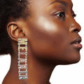Statement Silver Rhinestone Melanin Link Earrings Stylish Fashion Jewelry