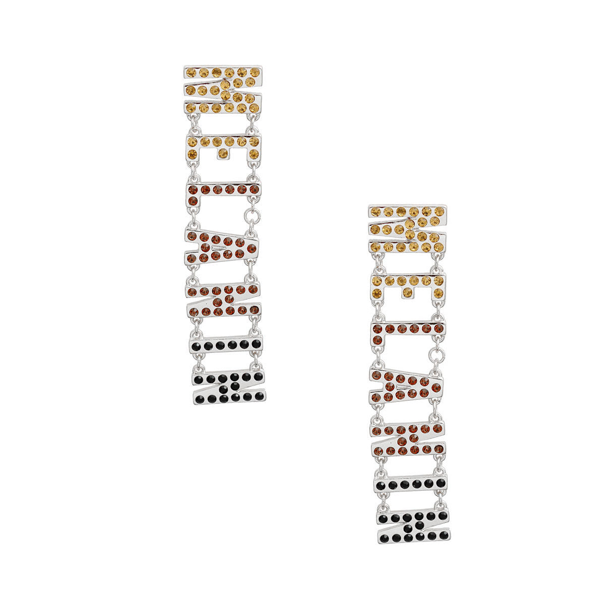 Statement Silver Rhinestone Melanin Link Earrings Stylish Fashion Jewelry